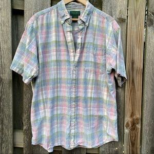 Scandia Woods XL 100% Cotton Pastel Plaid Button down Shirt with front p…